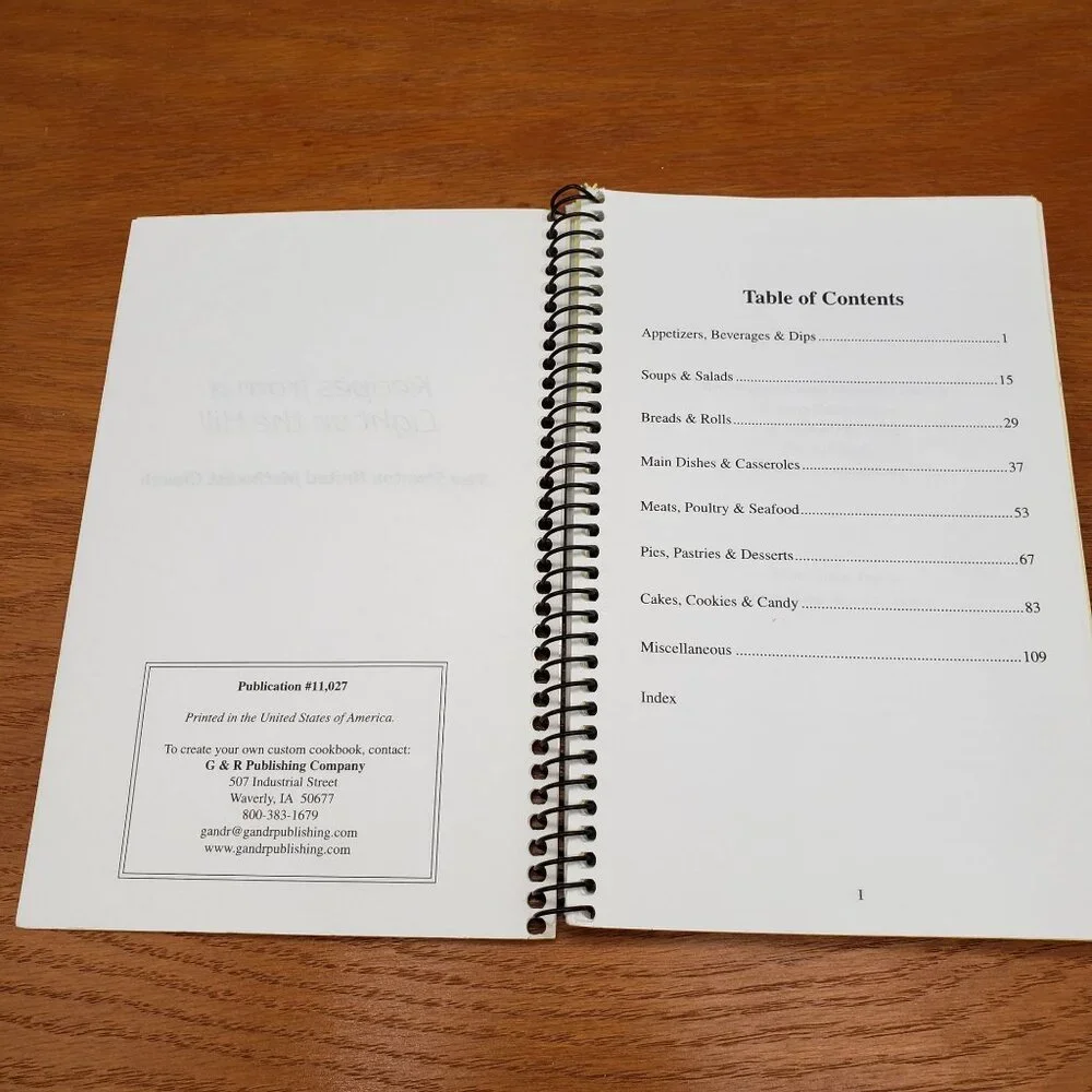 Recipes from a Light on the Hill Church Cookbook Spiral Bound G&R Publishing